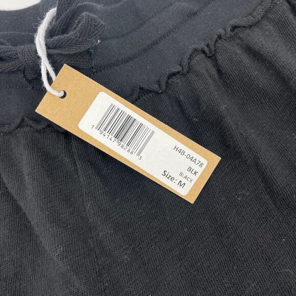 Hello Nite Los Angeles Women Medium Cozy Burnout Black Joggers Pull String - Picture 9 of 9